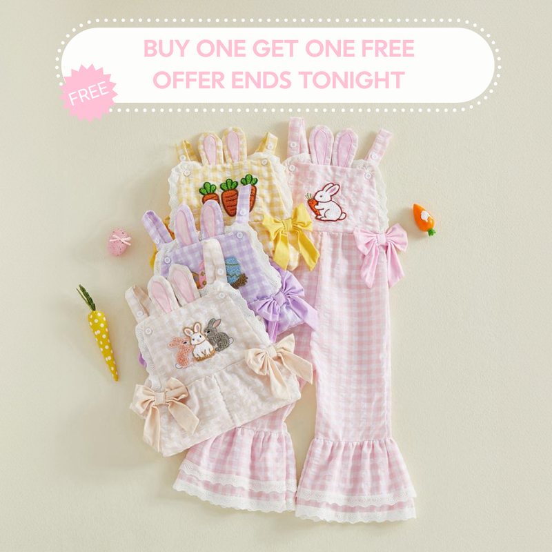 Girls Plaid Easter Egg Overalls